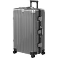 Krute 28" Zipperless Hard Shell Checked Luggage - Gray Aluminum Frame Suitcase with Wheels & TSA Lock