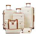 imiomo 5-Piece Hardside Luggage Set with Spinner Wheels, TSA Lock & Travel Bags - Beige Lightweight Suitcase Set