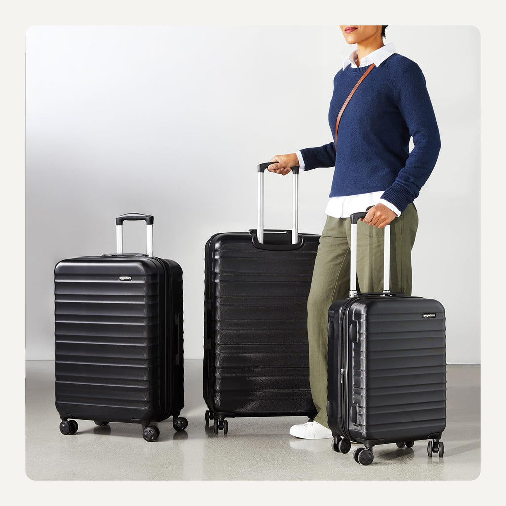 Amazon Basics 3-Piece Hardshell Luggage Set 21" 26" 30" Expandable Suitcases Multi-Directional Spinner Wheels TSA Travel