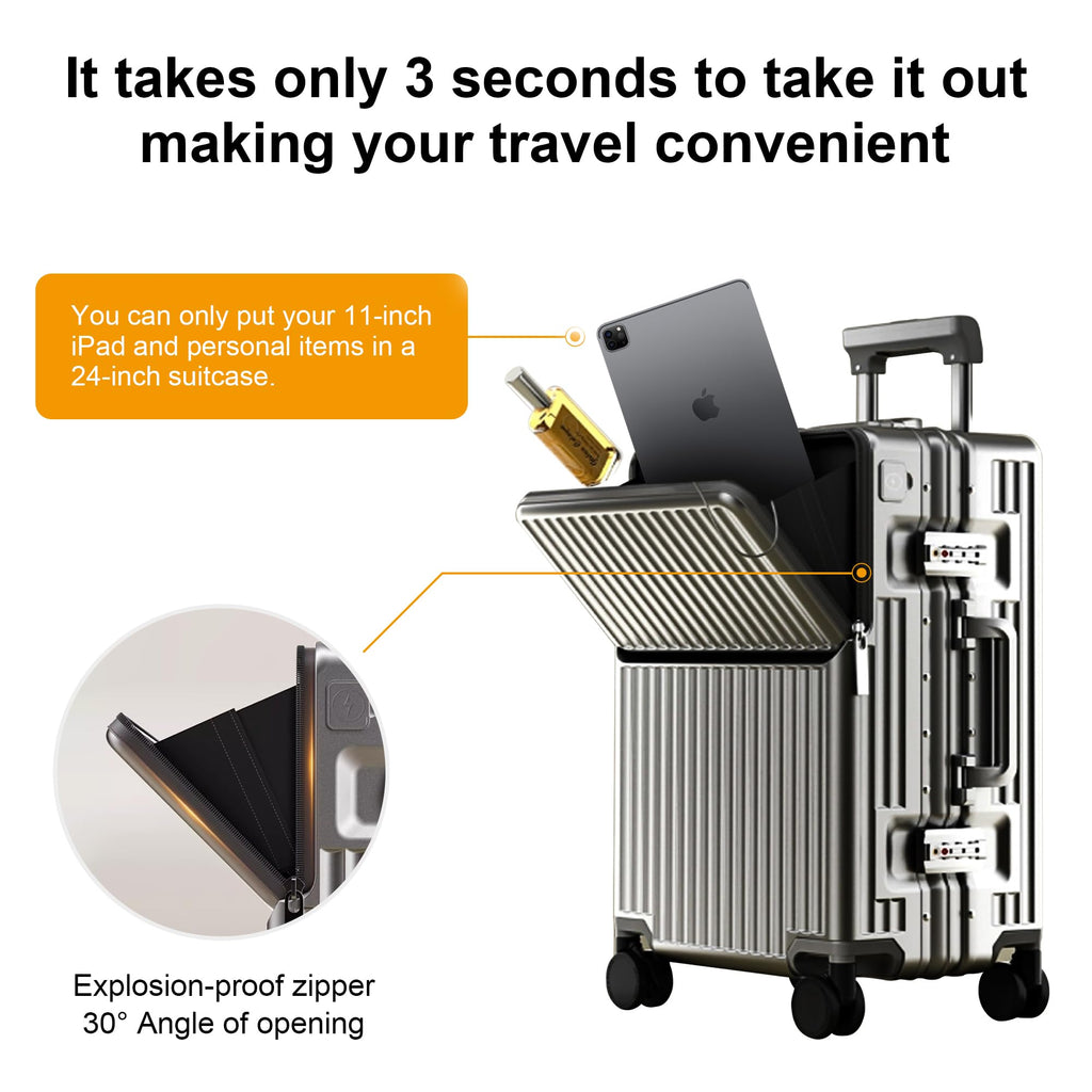 AIWEINY 20 Inch Carry On Suitcase Zipperless Luggage Polycarbonate Aluminum Hard Shell Expandable with Spinner Wheels