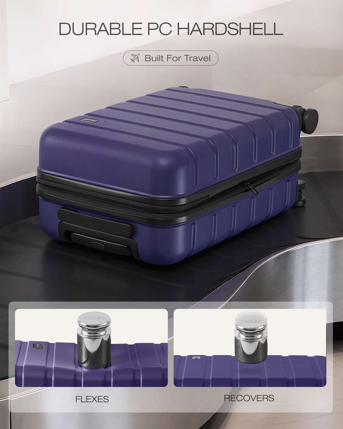 Coolife 3-Piece Hardshell Luggage Set Deep Purple | 20" 24" 28" Spinner Suitcases | TSA Lock & Expandable Carry-On