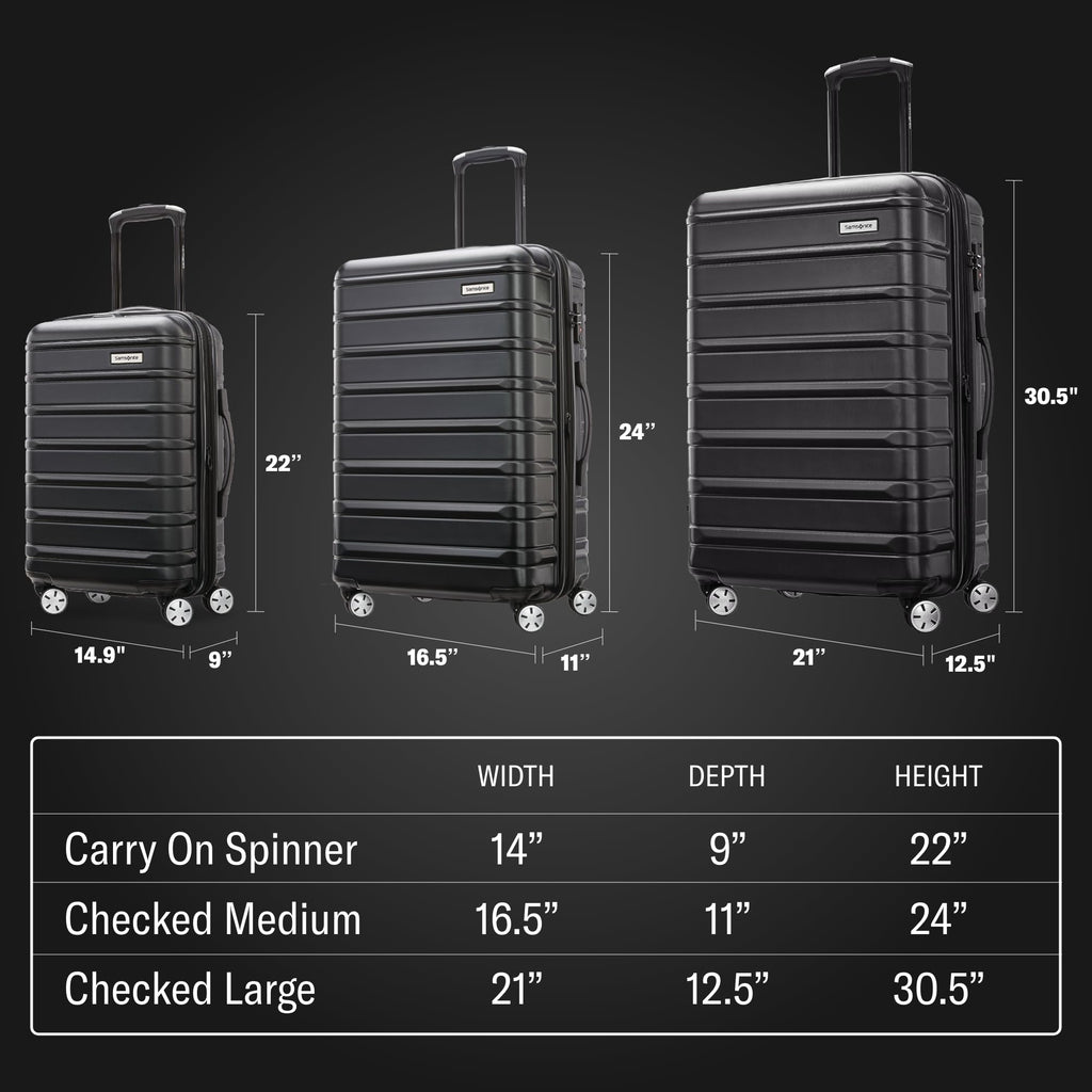 Samsonite Omni 2 Hardside 3-Piece Luggage Set - Carry-On, Medium & Large Spinner Suitcases with TSA Lock, Arctic Silver