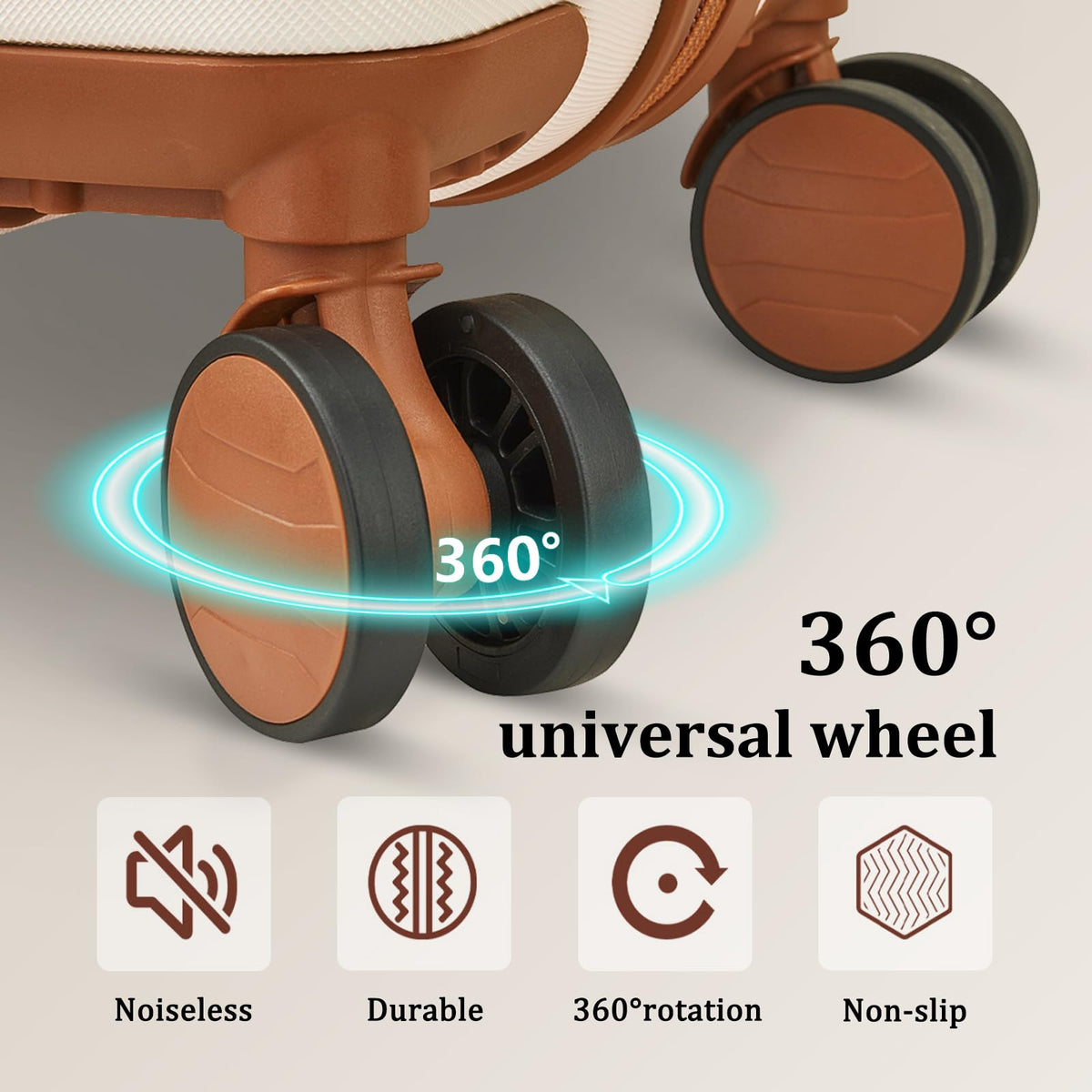 imiomo 5-Piece Hardside Luggage Set with Spinner Wheels, TSA Lock & Travel Bags - Beige Lightweight Suitcase Set