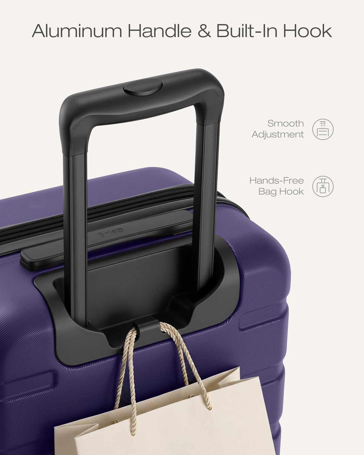 Coolife 3-Piece Hardshell Luggage Set Deep Purple | 20" 24" 28" Spinner Suitcases | TSA Lock & Expandable Carry-On