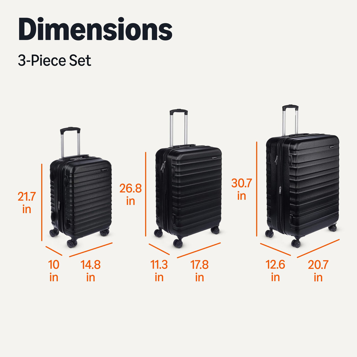 Amazon Basics 3-Piece Hardshell Luggage Set 21" 26" 30" Expandable Suitcases Multi-Directional Spinner Wheels TSA Travel