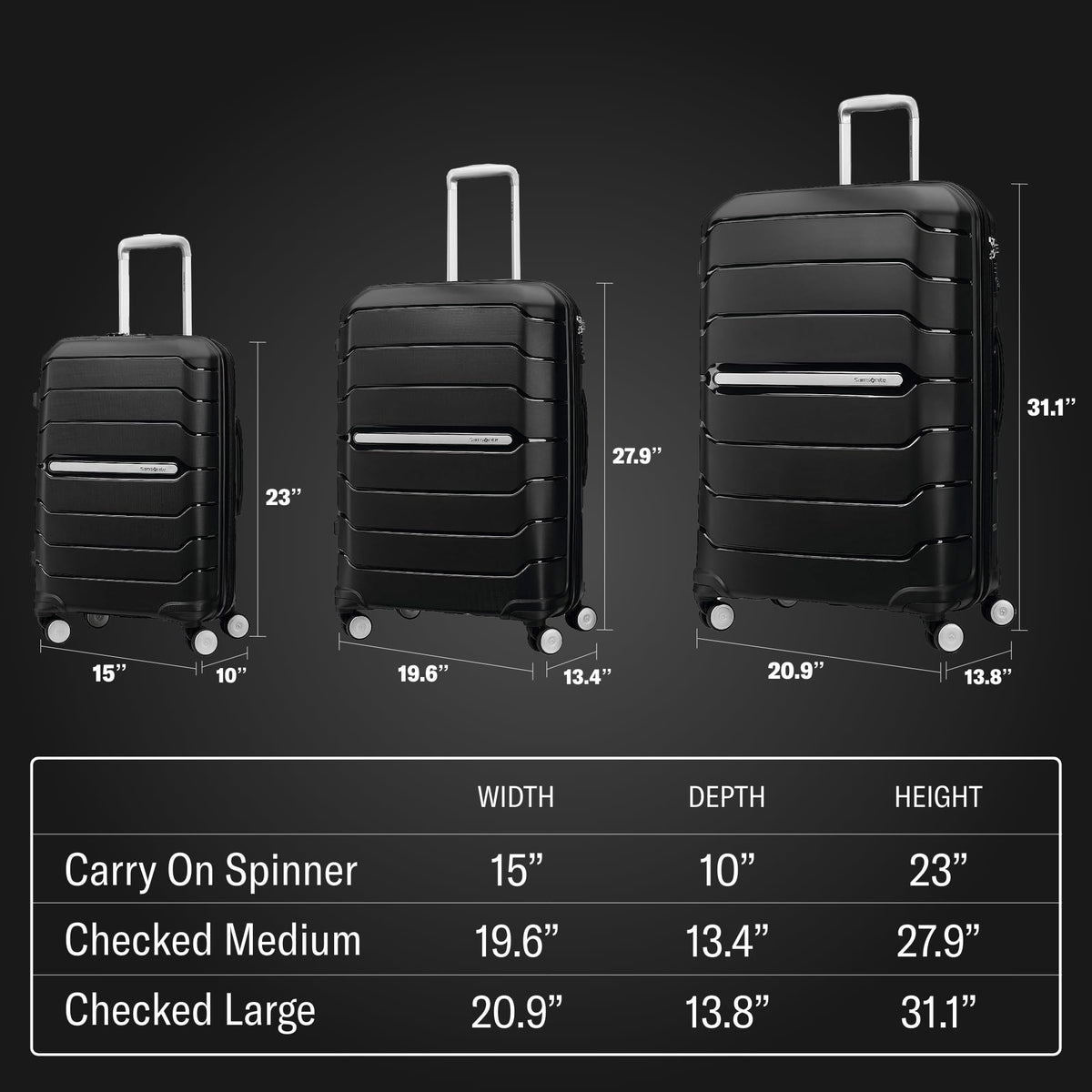 Samsonite Freeform Hardside Carry-On Luggage with Spinner Wheels, TSA Lock, Expandable 21" White/Grey Suitcase