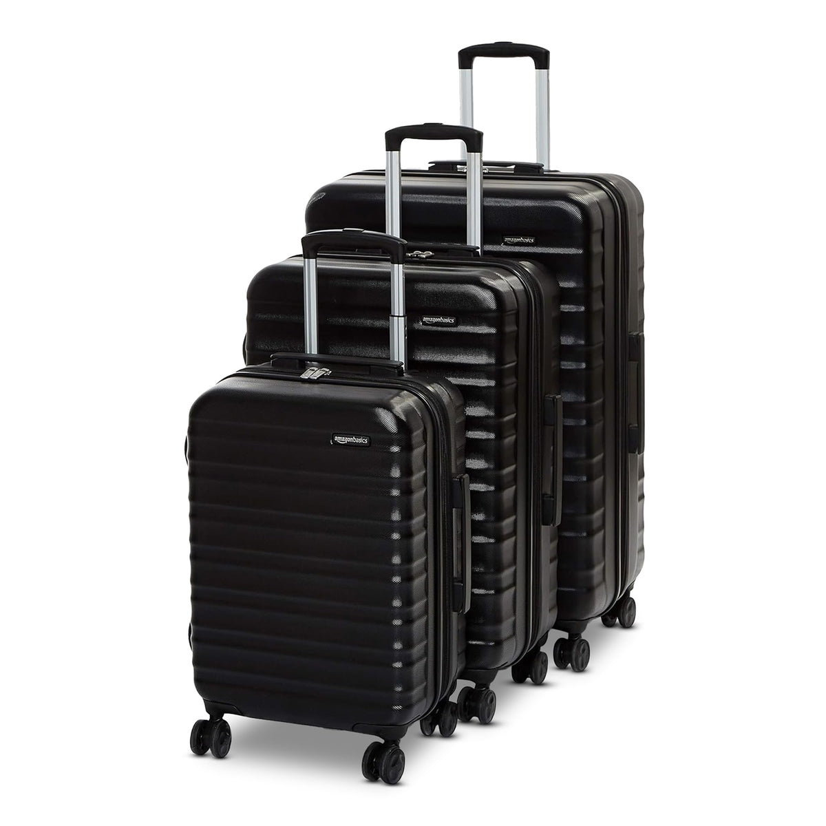 Amazon Basics 3-Piece Hardshell Luggage Set 21" 26" 30" Expandable Suitcases Multi-Directional Spinner Wheels TSA Travel