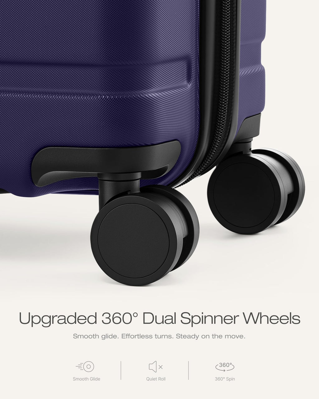 Coolife 3-Piece Hardshell Luggage Set Deep Purple | 20" 24" 28" Spinner Suitcases | TSA Lock & Expandable Carry-On