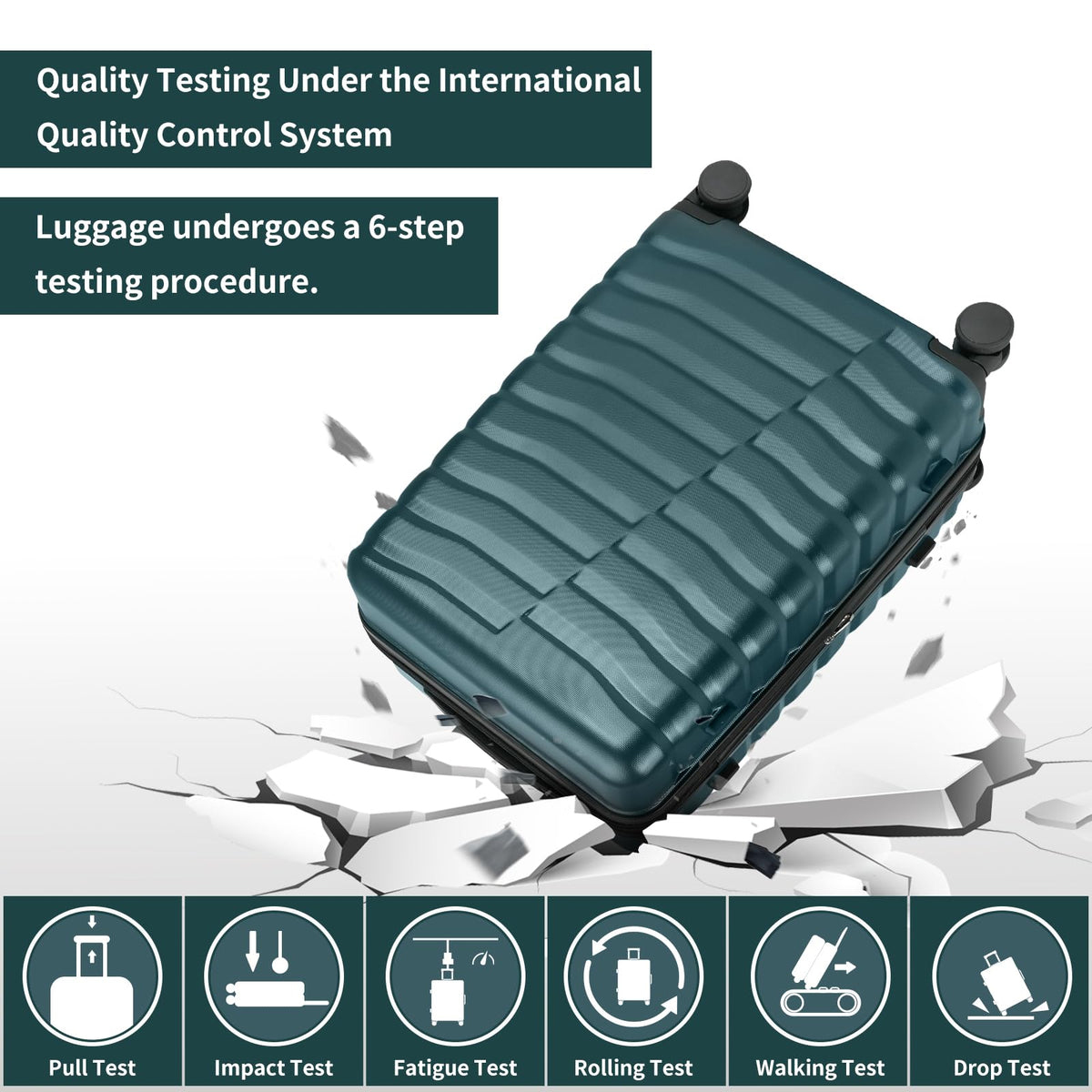 WireHot 3-Piece Hardshell Carry On Luggage Set with TSA Lock, Teal Blue, 20"/24"/28" Travel Suitcases