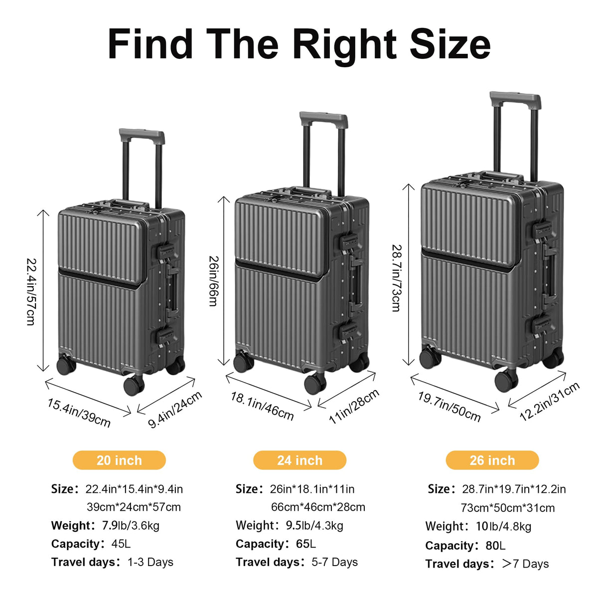 AIWEINY 20 Inch Carry On Suitcase Zipperless Luggage Polycarbonate Aluminum Hard Shell Expandable with Spinner Wheels