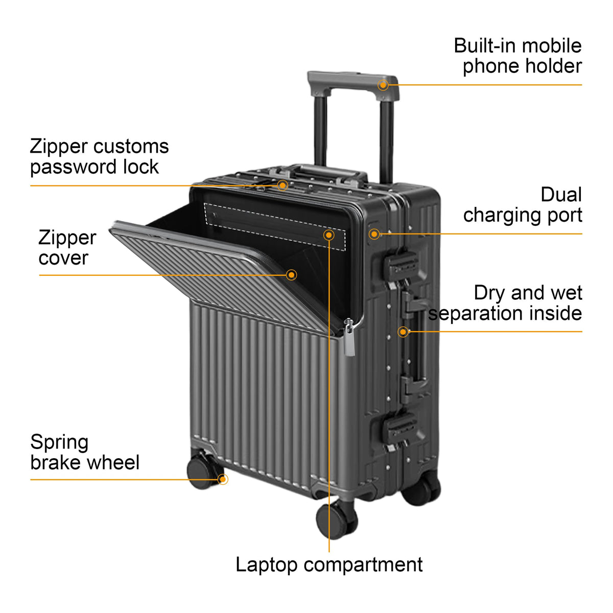 AIWEINY 20 Inch Carry On Suitcase Zipperless Luggage Polycarbonate Aluminum Hard Shell Expandable with Spinner Wheels