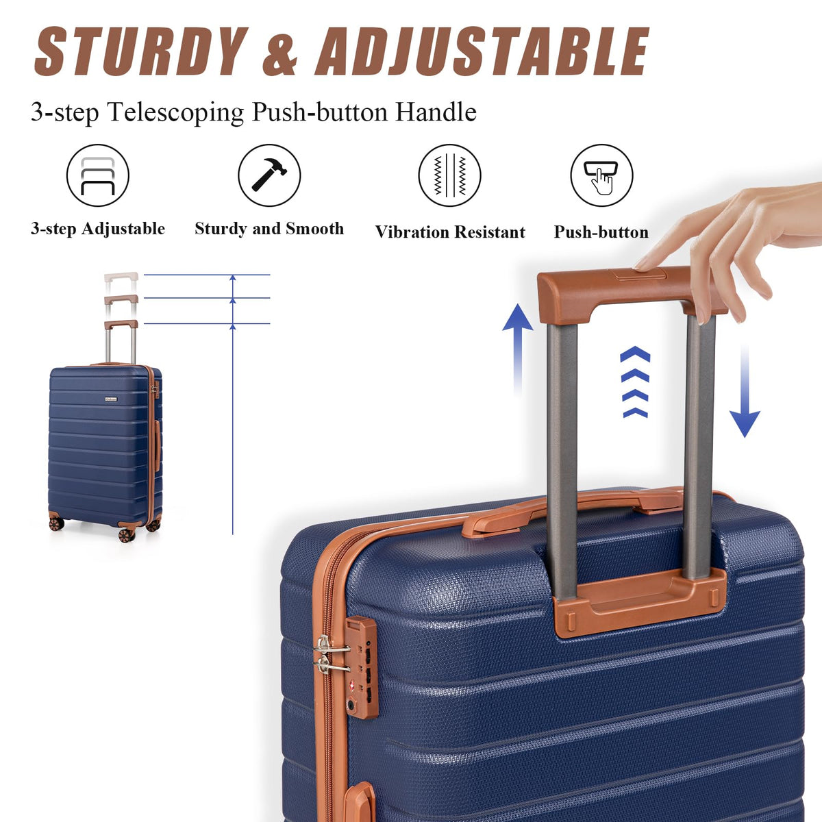 Cosbarn 5 Piece Hardshell Luggage Set with TSA Lock, Spinner Wheels - 28/24/20 Inch Suitcases + Handbag + Toiletry Bag