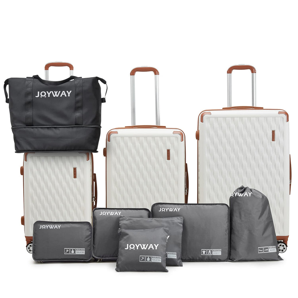 Melalenia 10 Piece Luggage Set 20/24/28" Hard Shell Suitcase with Spinner Wheels, TSA Locks & Travel Accessories Kit