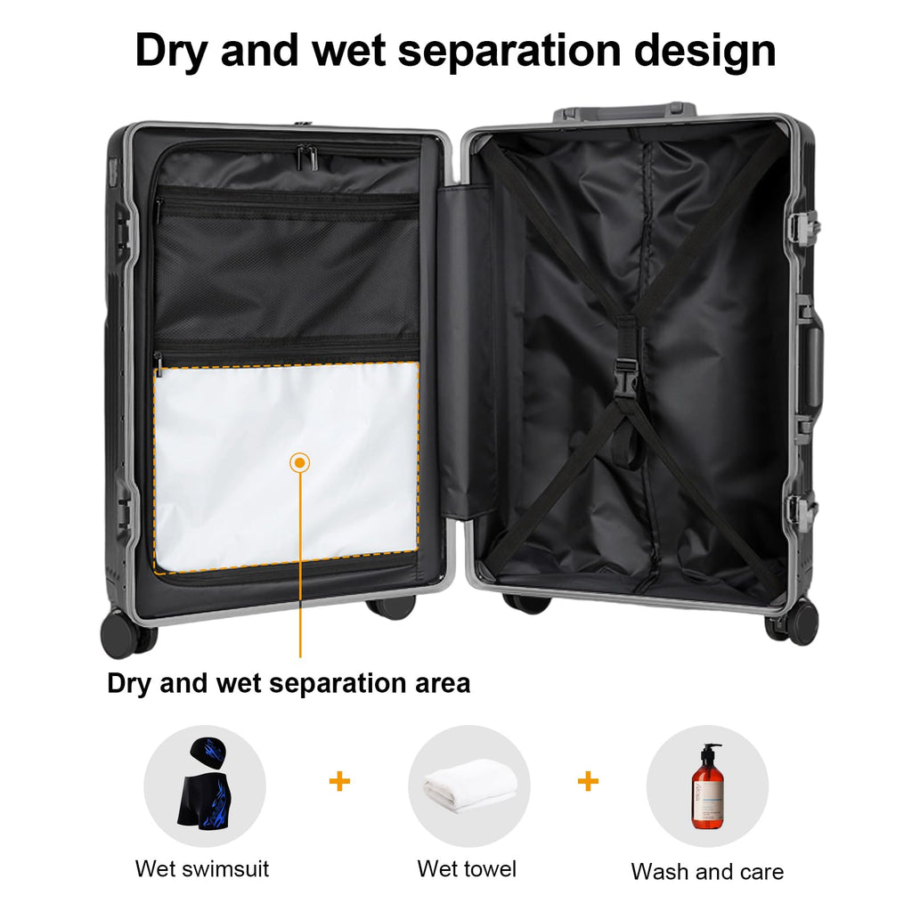 AIWEINY 20 Inch Carry On Suitcase Zipperless Luggage Polycarbonate Aluminum Hard Shell Expandable with Spinner Wheels