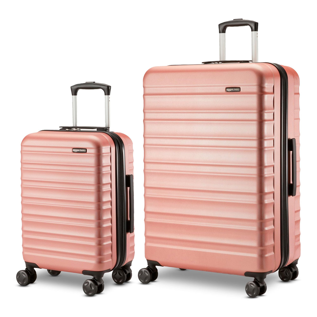 Amazon Basics 2-Piece Hardshell Luggage Set 21" 30" Expandable Travel Suitcases Scratch-Resistant Rose Gold