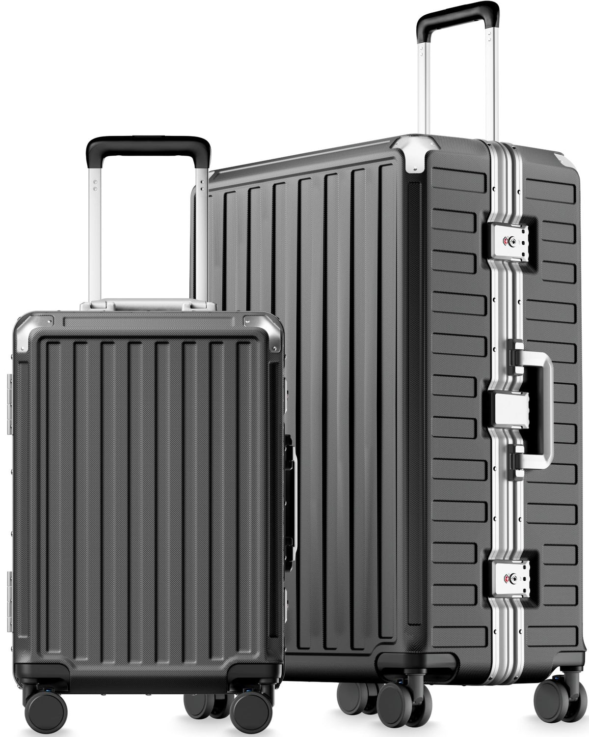 LUGGEX 2-Piece Zipperless Hardside Luggage Set 20/28 Inch Charcoal Metallic Spinner Suitcase Carry On