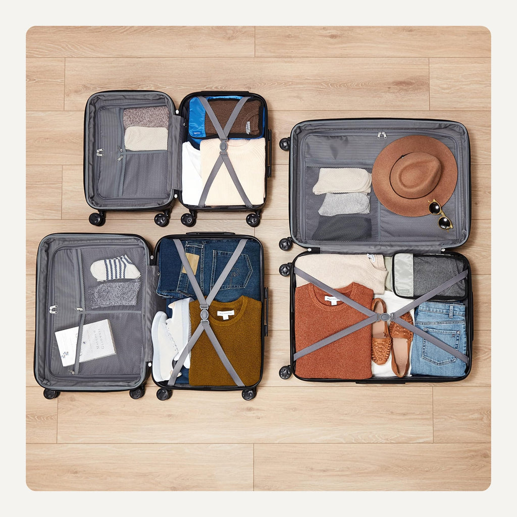 Amazon Basics 3-Piece Hardshell Luggage Set 21" 26" 30" Expandable Suitcases Multi-Directional Spinner Wheels TSA Travel