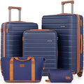 Cosbarn 5 Piece Hardshell Luggage Set with TSA Lock, Spinner Wheels - 28/24/20 Inch Suitcases + Handbag + Toiletry Bag