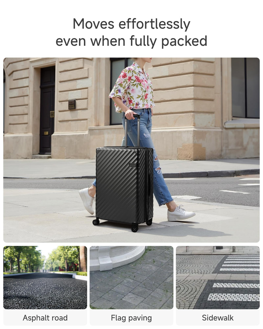 LUGGEX 3-Piece Hardside Luggage Set 20/24/28 Inch Charcoal Metallic Spinner Wheels Carry On Suitcase