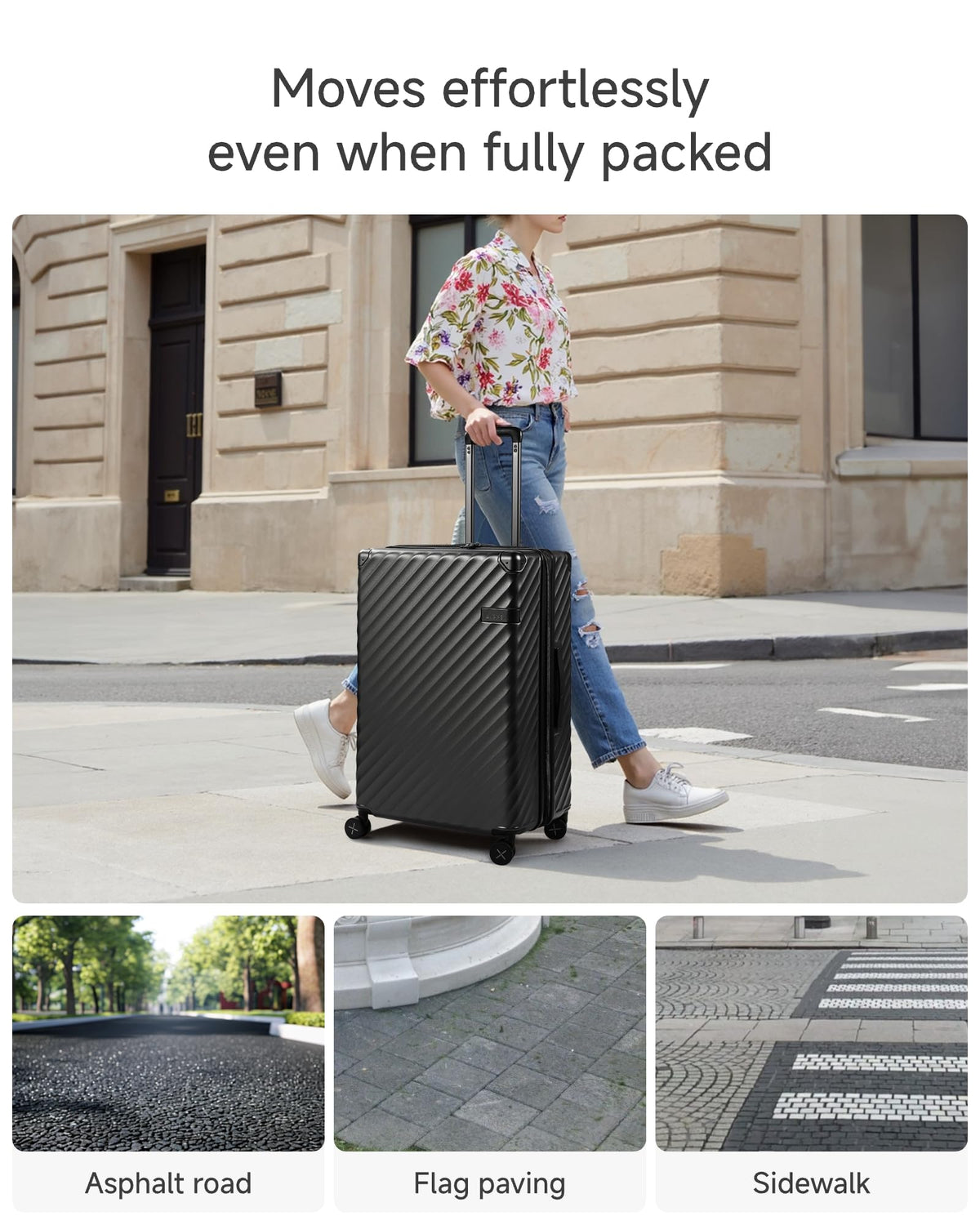 LUGGEX 3-Piece Hardside Luggage Set 20/24/28 Inch Charcoal Metallic Spinner Wheels Carry On Suitcase
