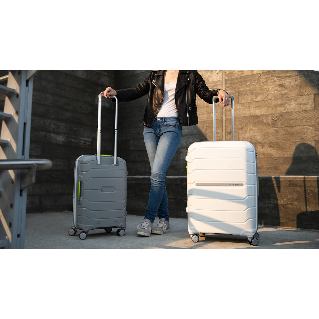 Samsonite Freeform Hardside Carry-On Luggage with Spinner Wheels, TSA Lock, Expandable 21" White/Grey Suitcase